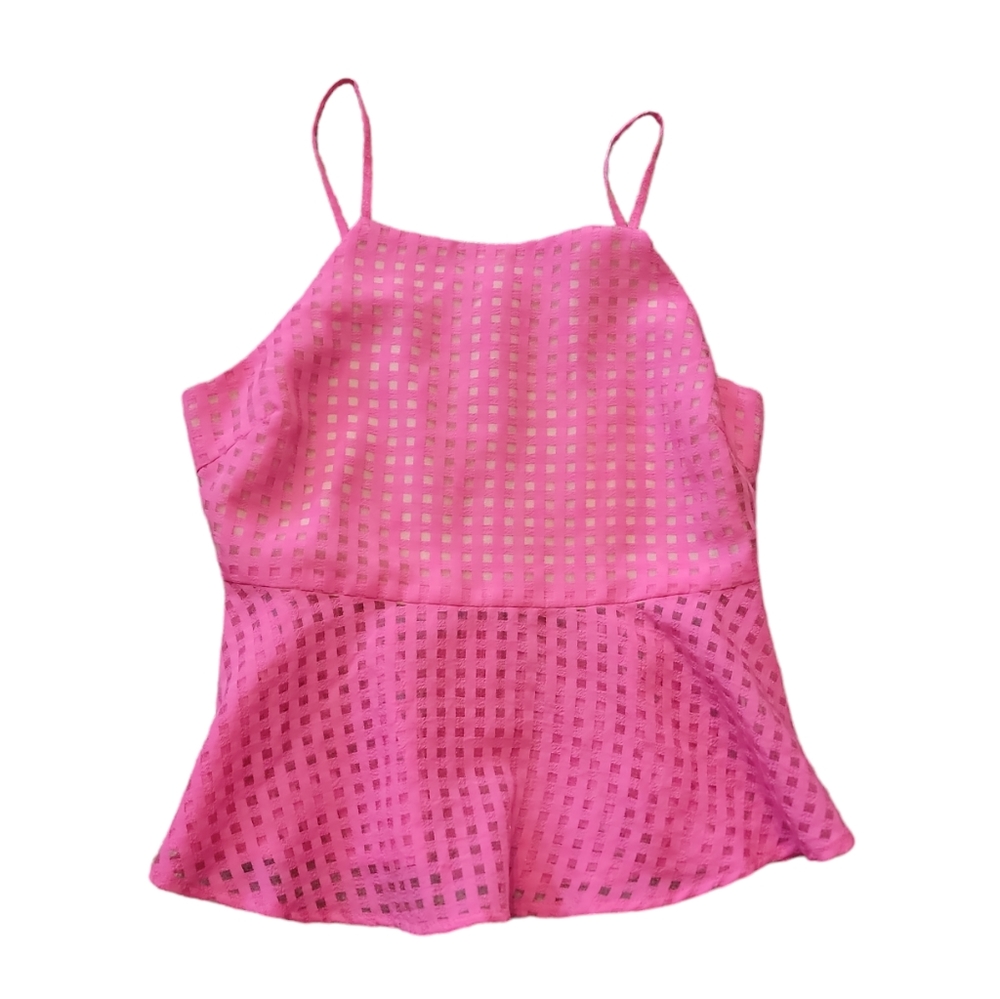 NWT GB Hot Pink Laser Cut Peplum Top Gianni Bini Size XS